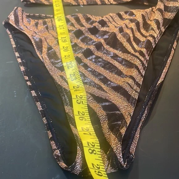 Zebra print monokini,1piece,2 piece-bathing suit,shimmery bronzegold black,Large - Picture 4 of 7